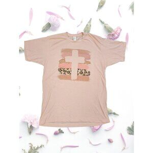 Brushstroke T-Shirt with Cross Women's Size Large